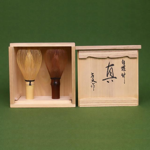 Matcha, Green tea, tea ceremony utensils - White and Susudake Chasen set of 2, the highest quality tea whisk(in a Paulownia wood box)