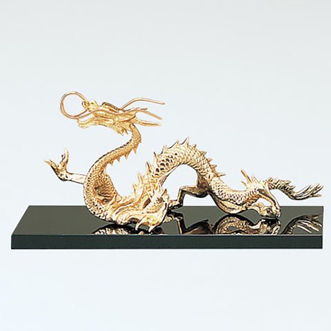 Gold figurine - Tatsu, Japanese Dragon, with plate (S size)