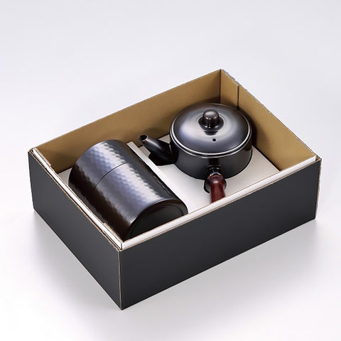 Japanese tea pot and tea leaf canister set