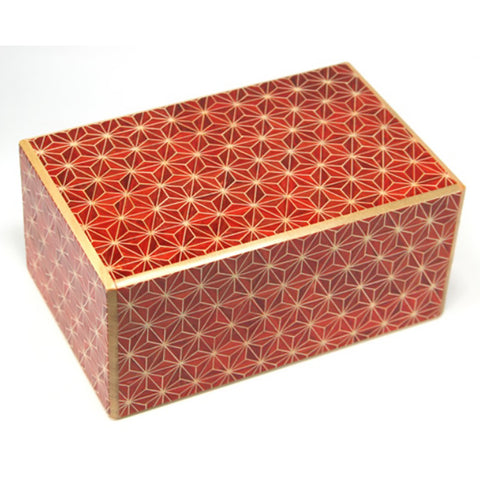 [Hemp leaf pattern] Secret box, Karakuri box, 21 + 1 time trick Red hemp