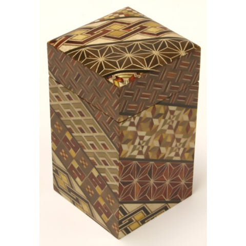 Japanese tea leaf canister with Yosegi, marquetry patterns - Square