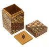 Japanese tea leaf canister with Yosegi, marquetry patterns - Square